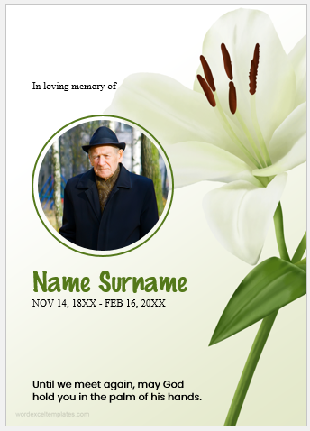 Funeral prayer card template