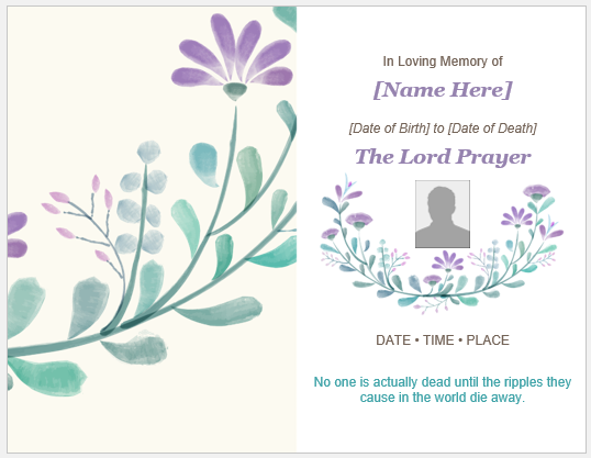 Funeral prayer card template