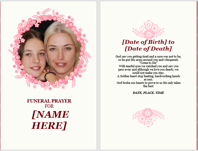 Funeral prayer invitation card