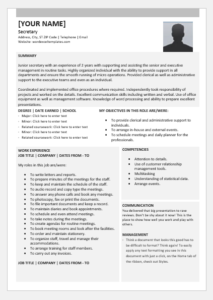 Junior Secretary Resume