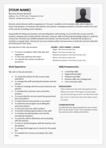 Nursery School Director Resume
