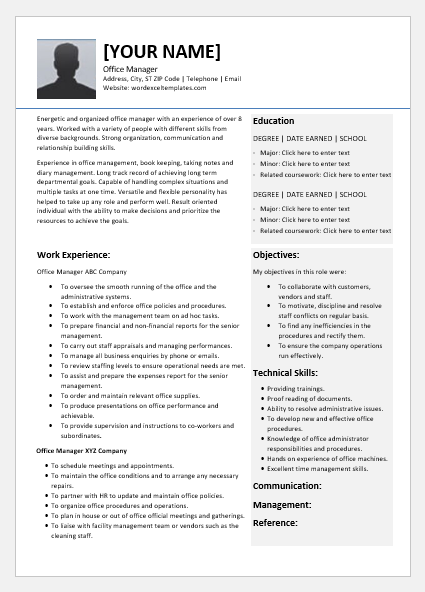 Office Manager Resume Template