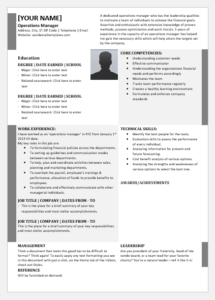Operations Manager Resume