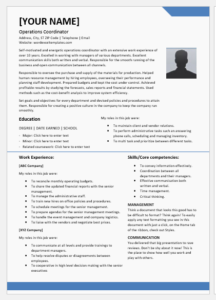 Operations coordinator resume