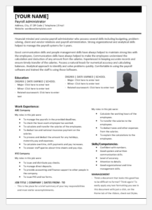 Payroll Administrator Resume