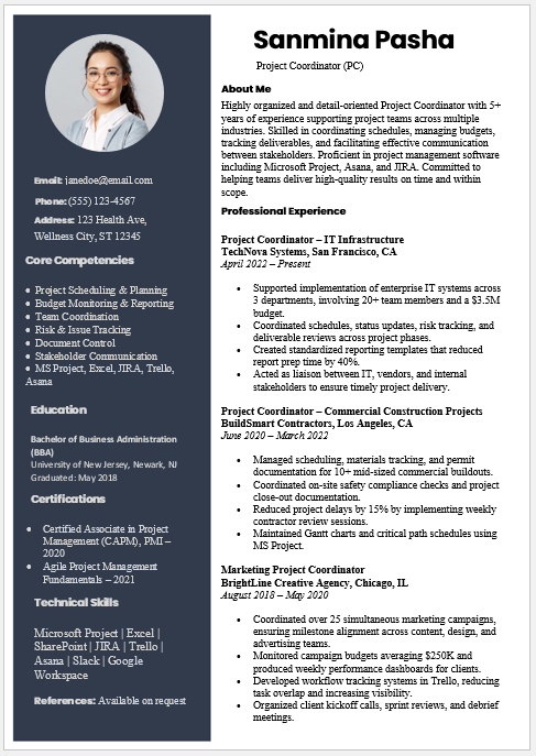 Project Coordinator Resume