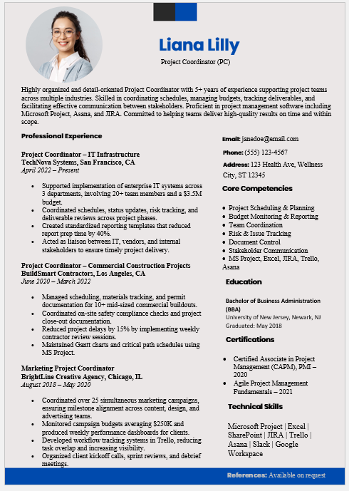Project Coordinator Resume