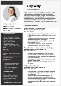 Project Coordinator Resume