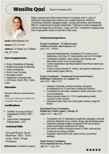 Project Coordinator Resume
