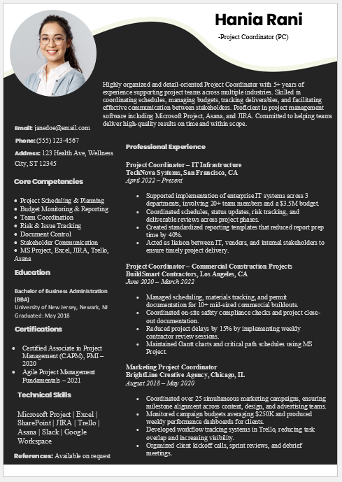 Project Coordinator Resume