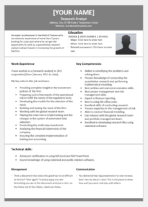 Quantitative Research Analyst Resume