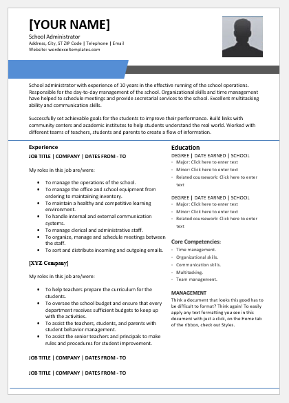 School Administrator Resume