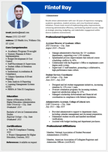 University administrator resume