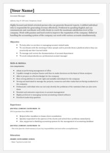 Accounts Manager Resume