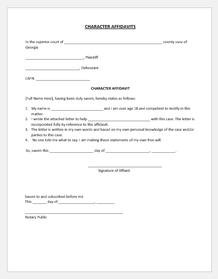 Affidavit Of Support Template from www.wordexceltemplates.com