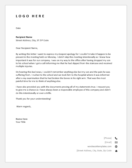 Apology letter for missing a meeting