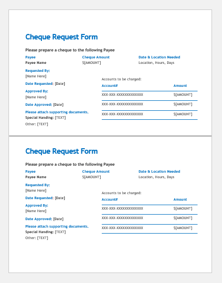 Cheque Requisition Form