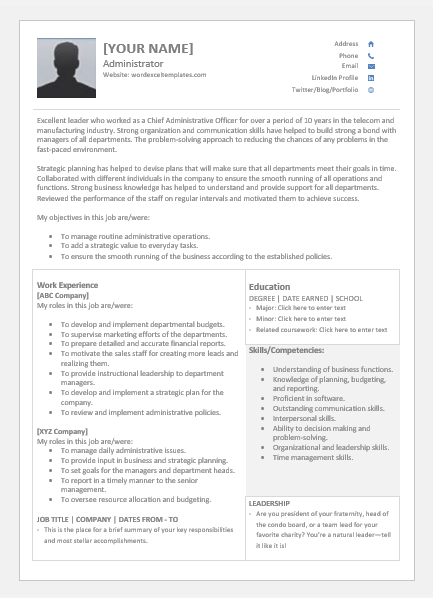Chief Administrative Officer Resume