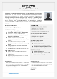 Dispatcher Resume