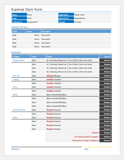 Expenses Record Template