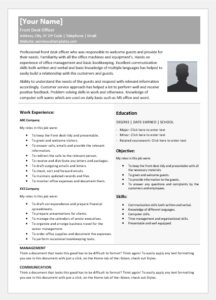 Front Desk Officer Resume