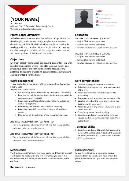 General Accountant Resume Template For Word Word Excel Templates