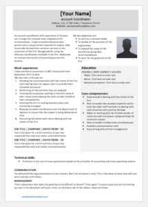 National Account Coordinator Resume