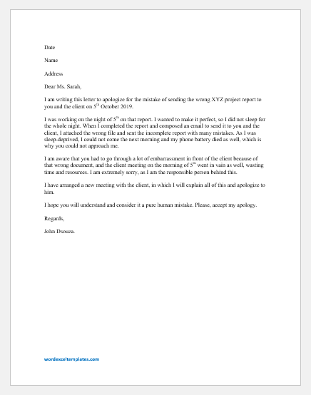 Apology Letter to Boss for Mistake