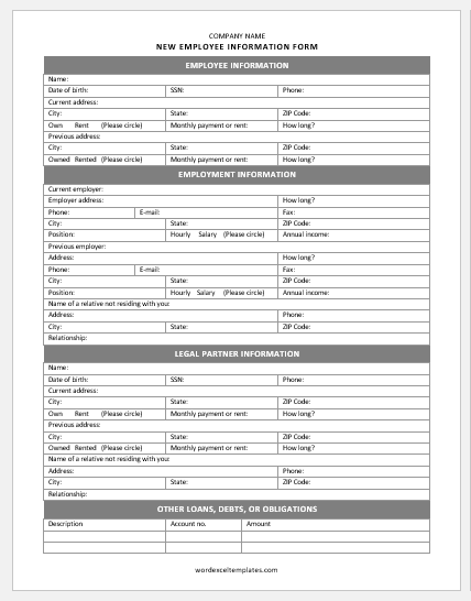 New Hire Employee Information Form