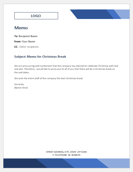 Christmas Break Office Memo