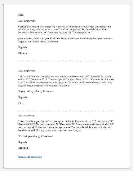 Christmas Closure Notification