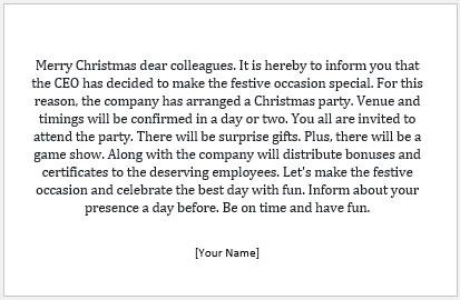 Christmas Office Party Invitation Message