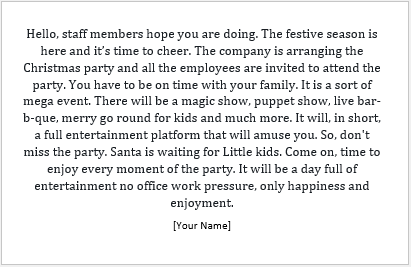 Christmas Office Party Invitation Message