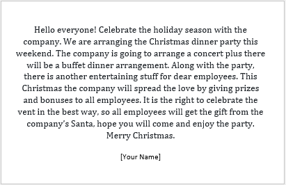 Christmas Office Party Invitation Message