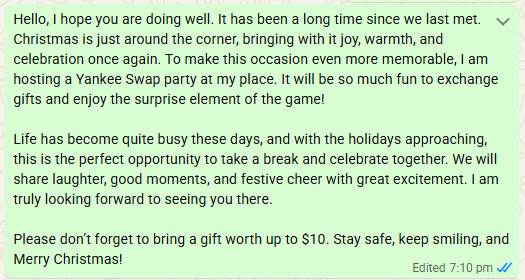 Yankee Swap Invitation Message