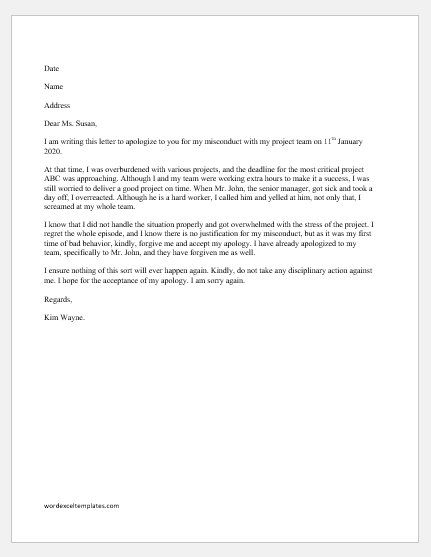 Apology Letter to CEO for Misconduct