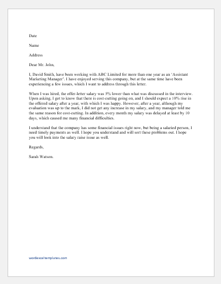 Employee Complaint Letter to HR