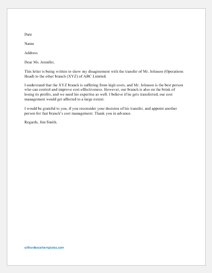 Letter of Disagreement with Boss