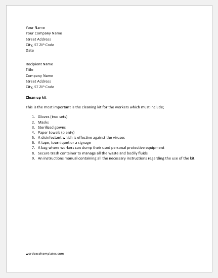 Coronavirus Cleaning Checklist for Workers