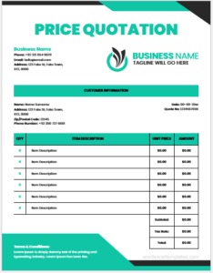 Price quotation template