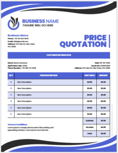 Price quotation template