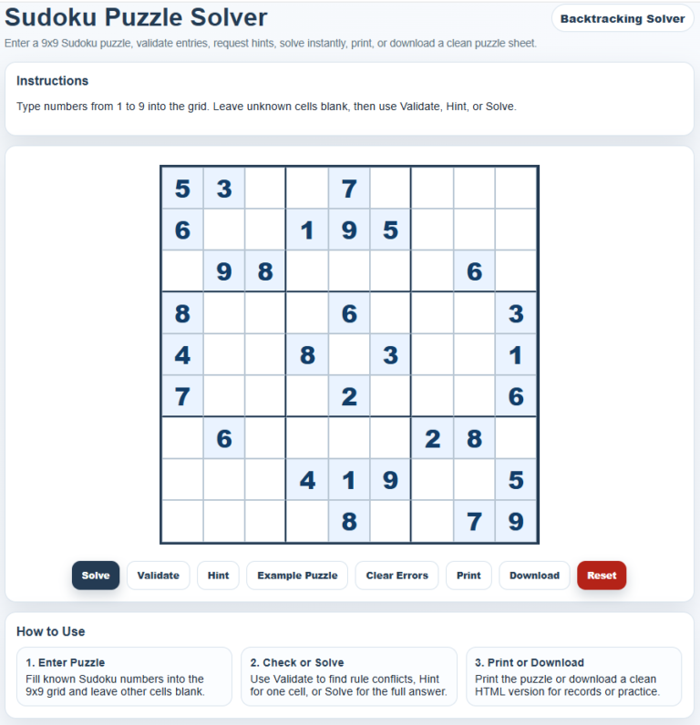 Sudoku Puzzle Solver