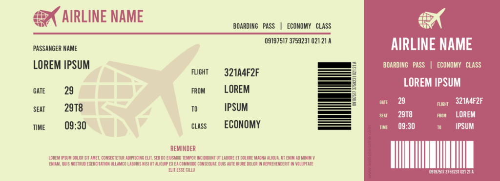 Travel Ticket Template