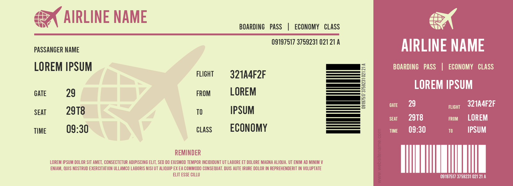 Travel Ticket Templates for MS Word  Word & Excel Templates With Regard To Plane Ticket Template Word