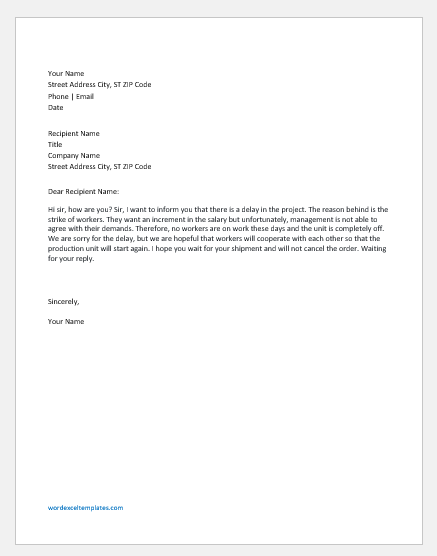 Apology Letter To Client from www.wordexceltemplates.com