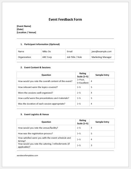 Event Feedback Form