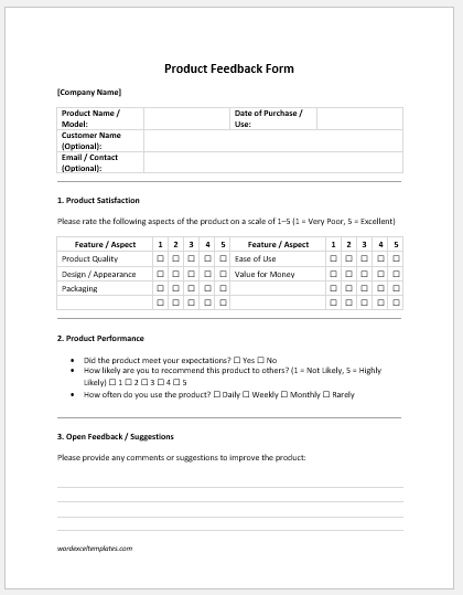 Product Feedback Form