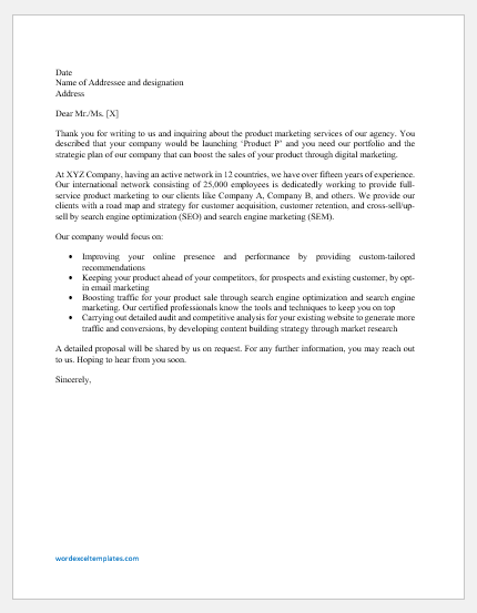 Product Marketing Proposal Letter