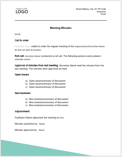 Meeting Template Word from www.wordexceltemplates.com