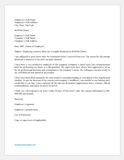 Response Letter for Unfair Dismissal